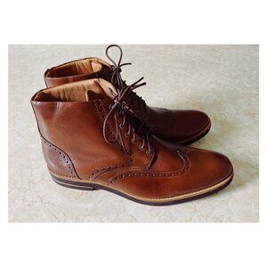 NWOB Bass Sz 10.5 Seth Boot Brown Leather Wing Tip Lace Up Boot Made in Brazil